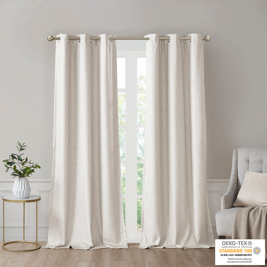 Tonal Printed Faux Silk Total Blackout Curtain Panel Pair