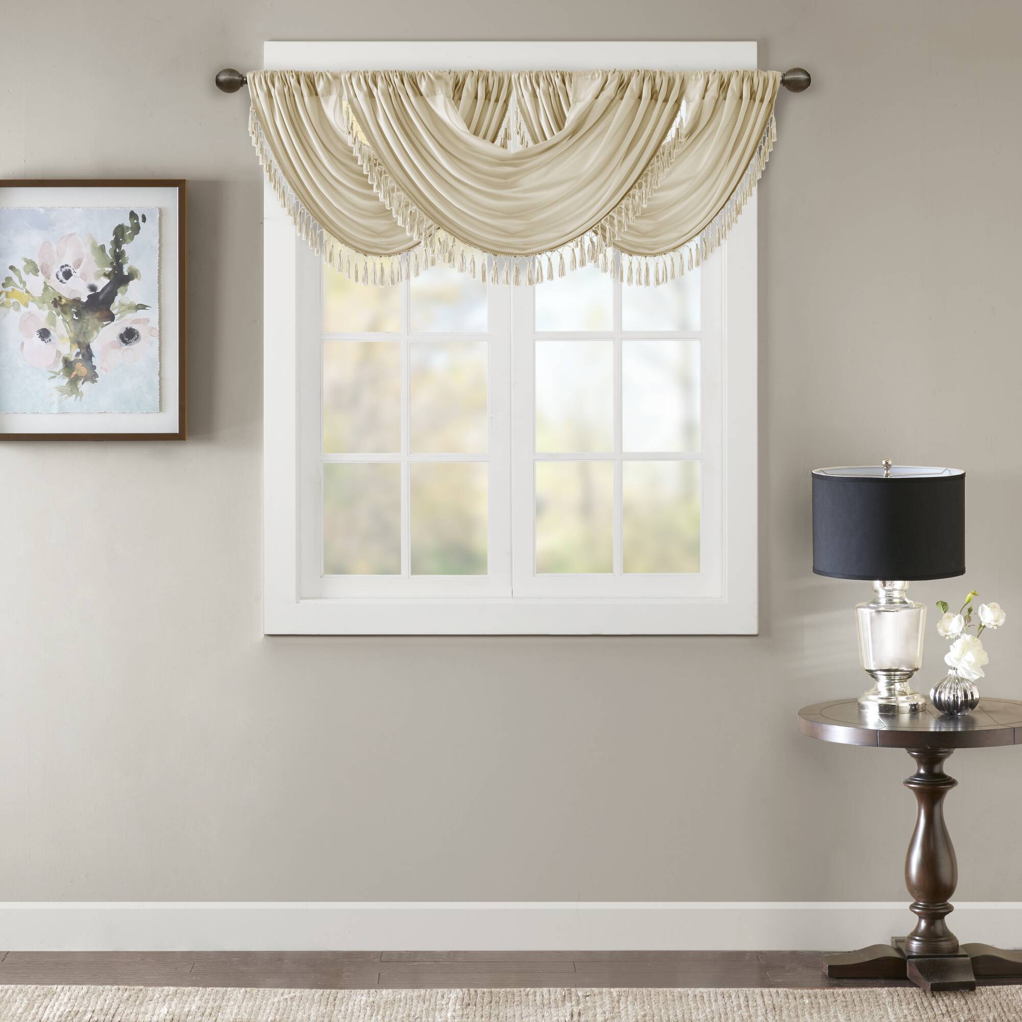 Elena - Waterfall Embellished Valance - Champagne