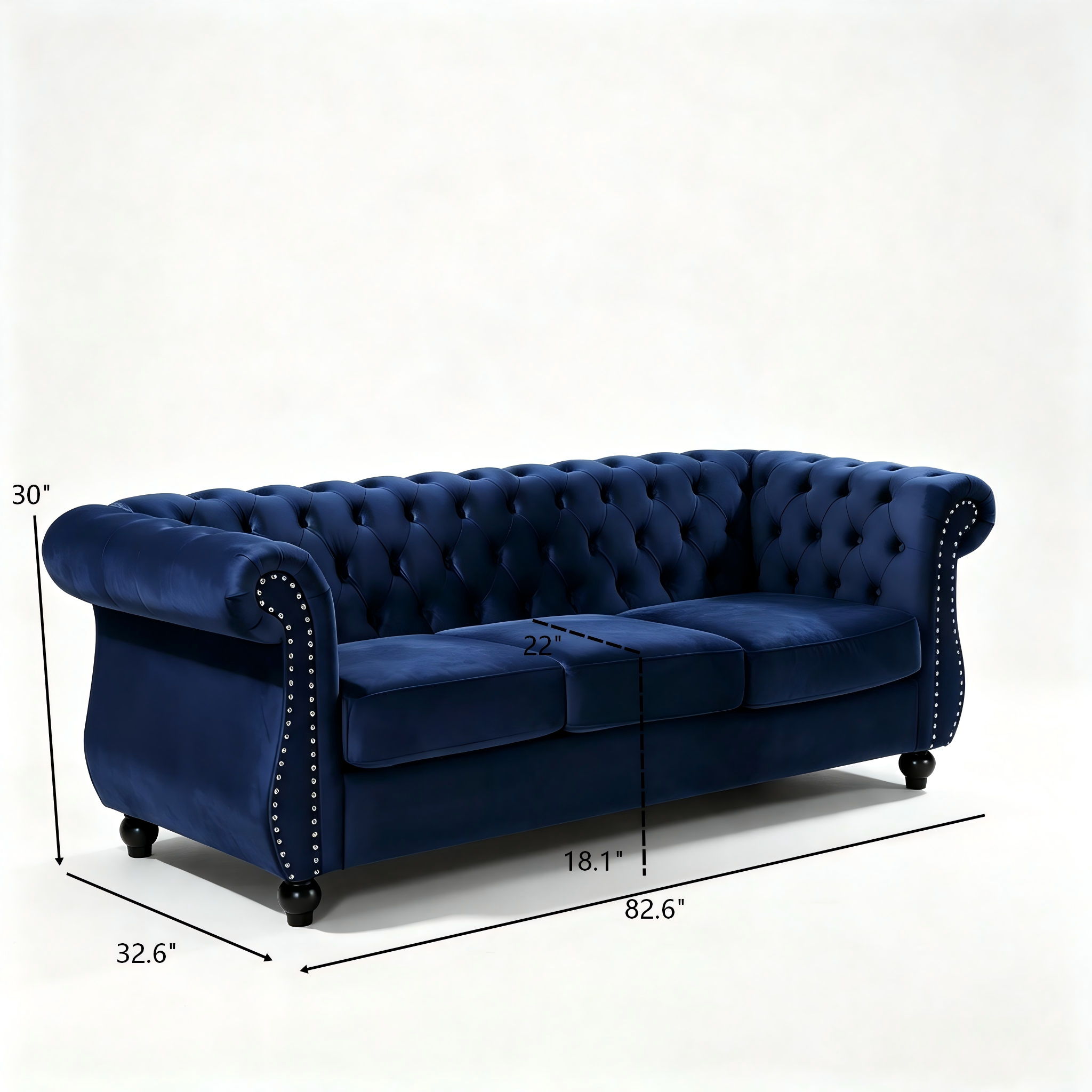 Chesterfield 3 Seater Sofa With Rolled Arms