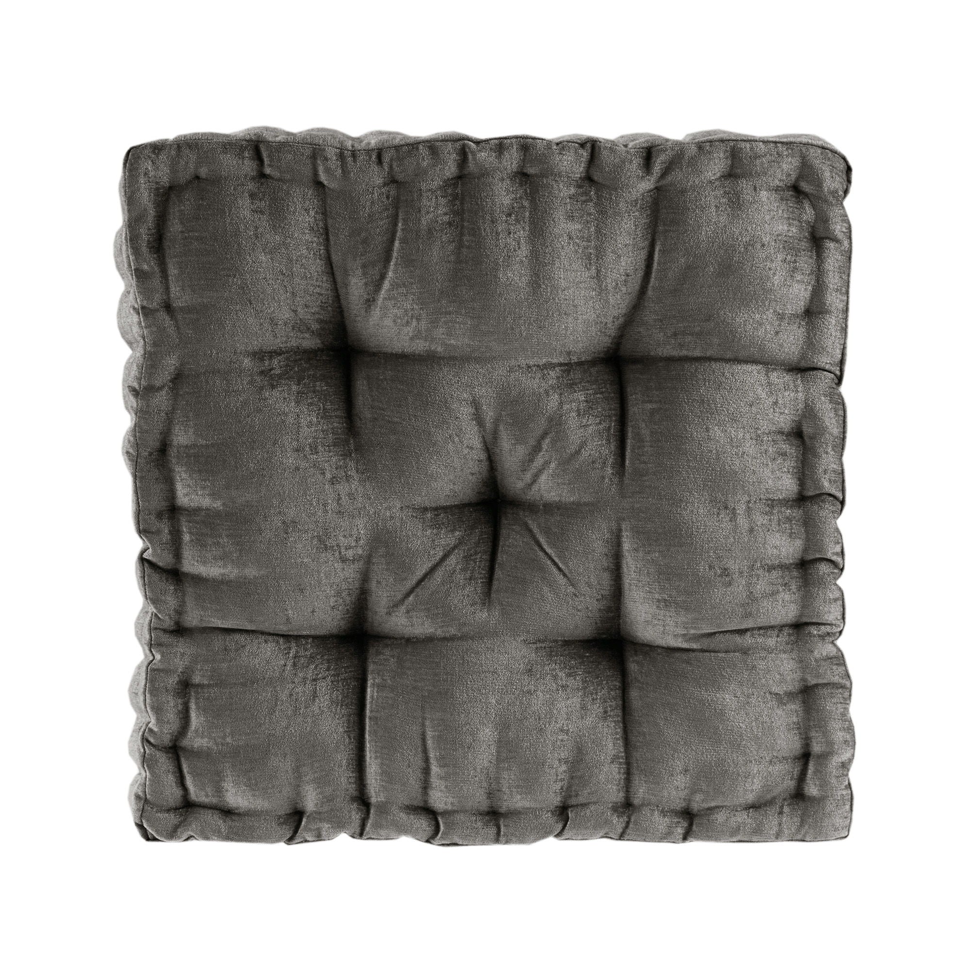 Azza - Square Floor Pillow Cushion - Charcoal