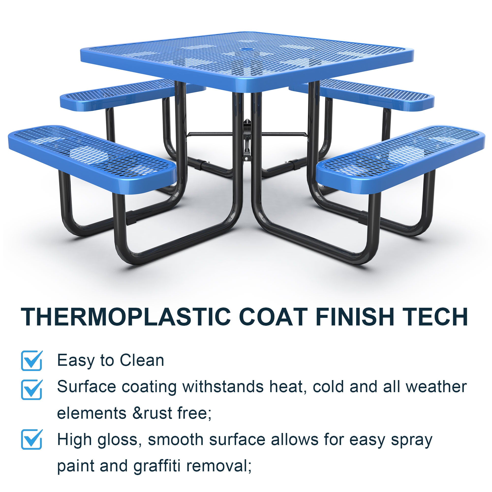 Square Outdoor Picnic Table With Umbrella Pole