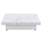 Square Marble Veneer Coffee Table Sliding Top with Storage in White 39.4''