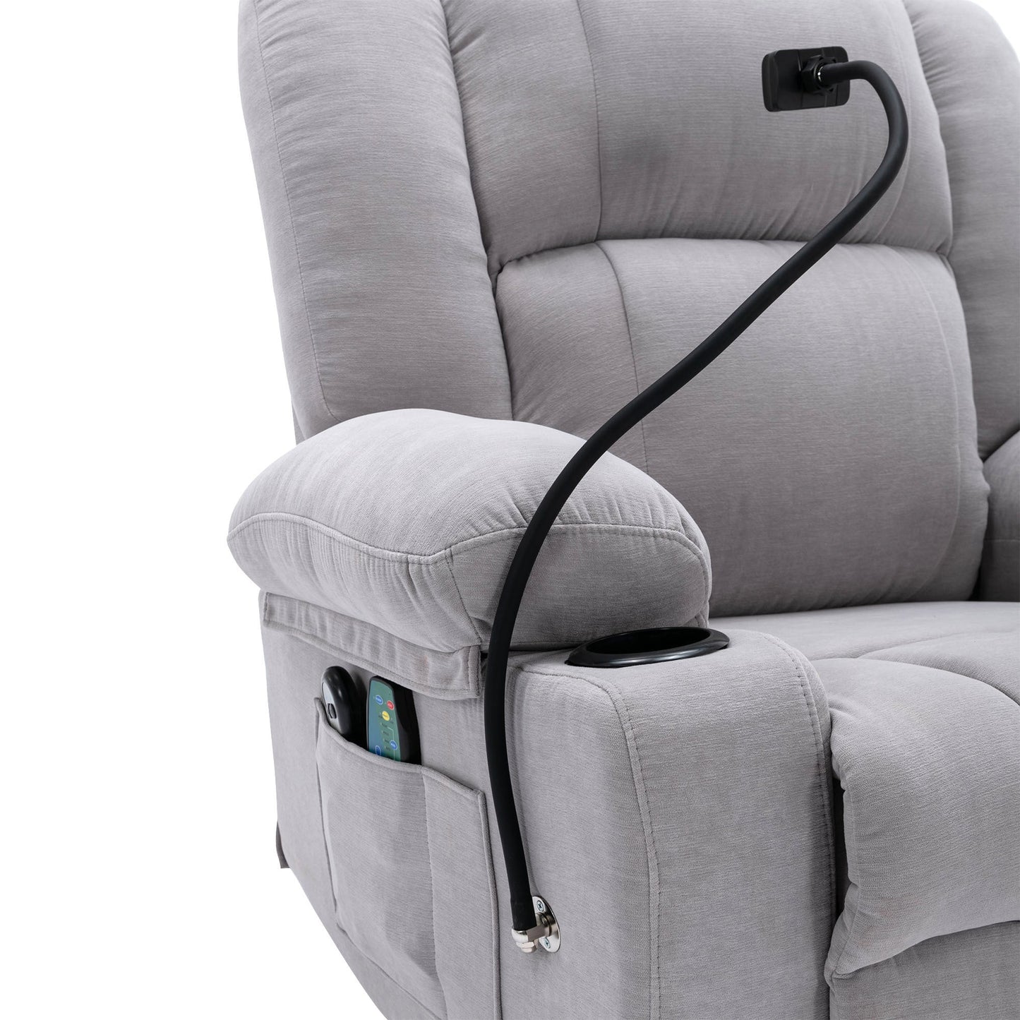 Power Lift Recliner Chair Electric Recliner for Elderly Recliner Chair with Massage and Heating Functions, Remote, Phone Holder Side Pockets and Cup Holders for Living Room, Grey