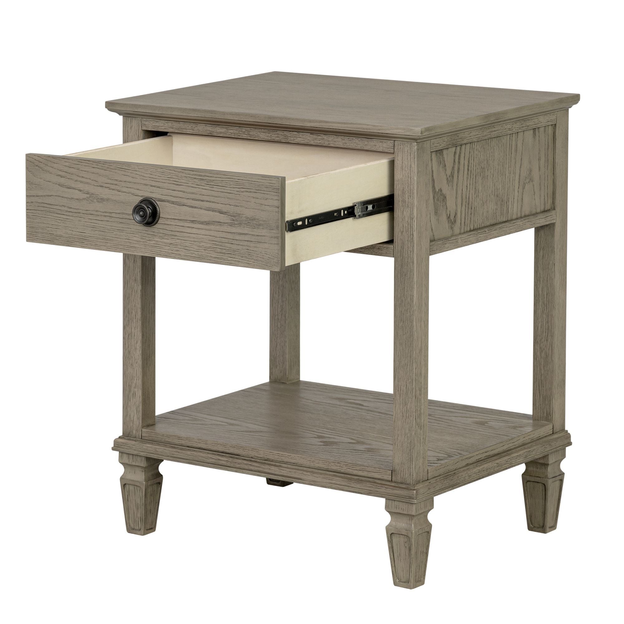 Victoria - One-Drawer Bedside Table With Shelf - Reclaimed Gray