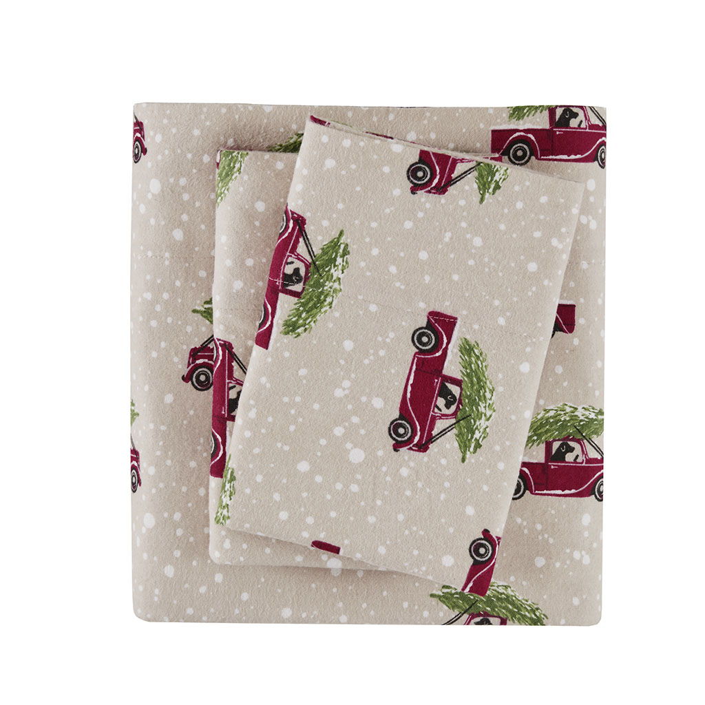 Flannel - California King Sheet Set - Tan Cars