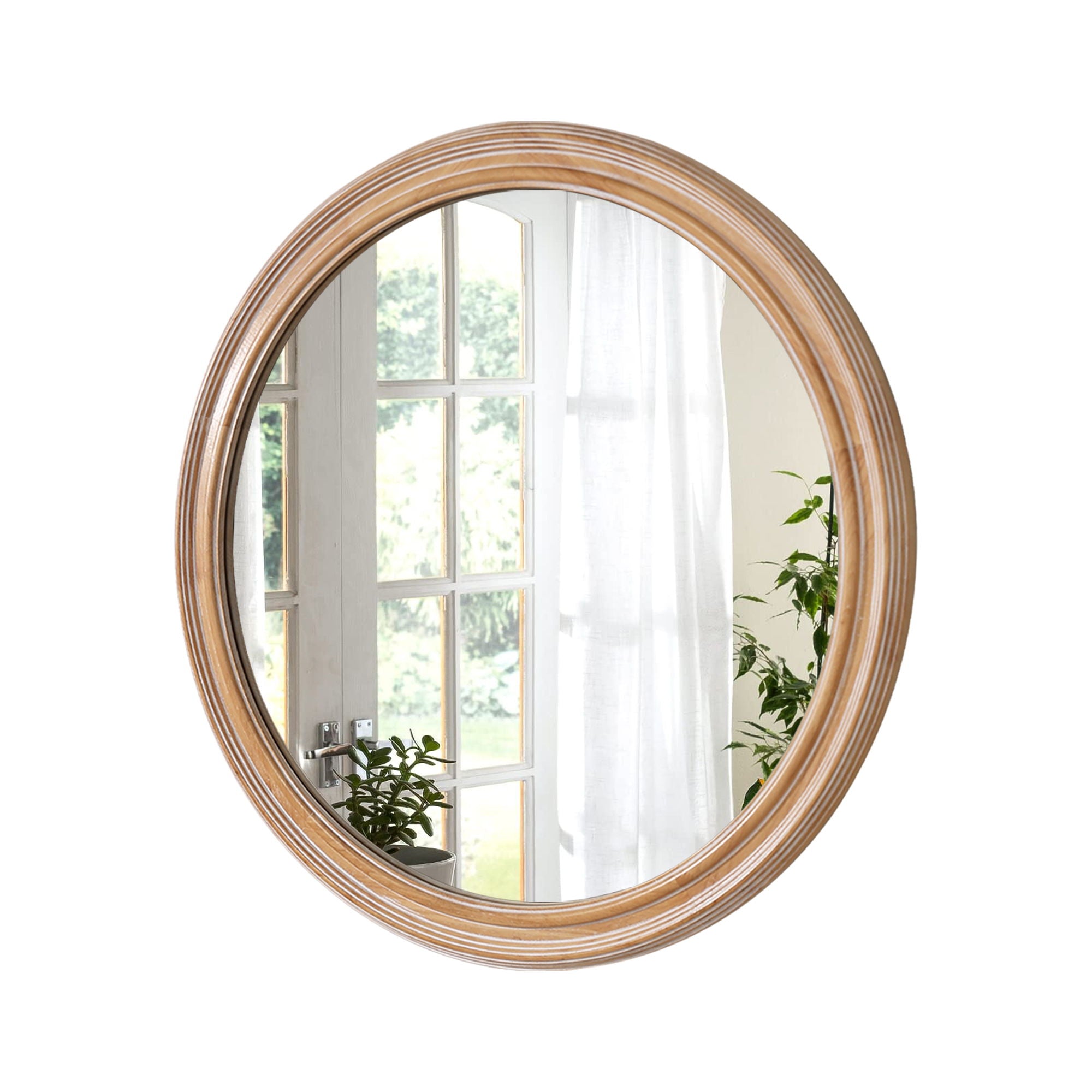 Round Wall Mirror With Ribbed Frame
