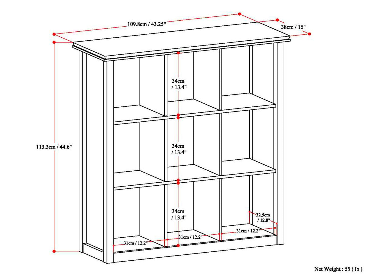 Artisan - 9 Cube Bookcase and Storage Unit - Distressed Grey