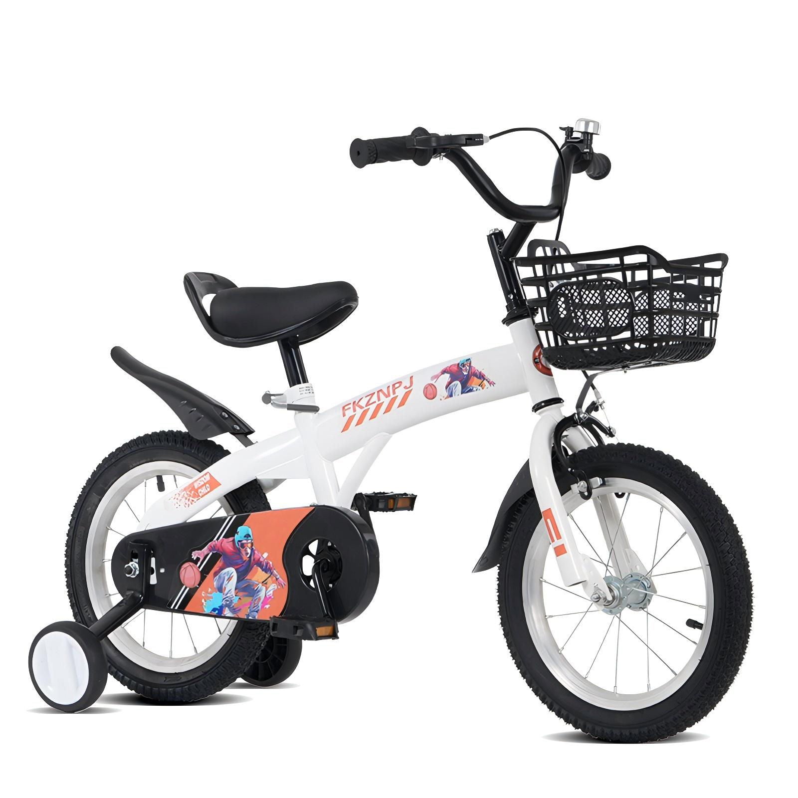 Fkznpj - 18" Sporty Kids Bike With Training Wheels And Stand Adjustable Saddle Suitable For Boys And Girls Aged 5 - 10 Years Tall Height 39 - 49" Available In A Variety Of Colors