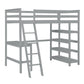 Loft Bed Twin with desk,ladder,shelves , Grey