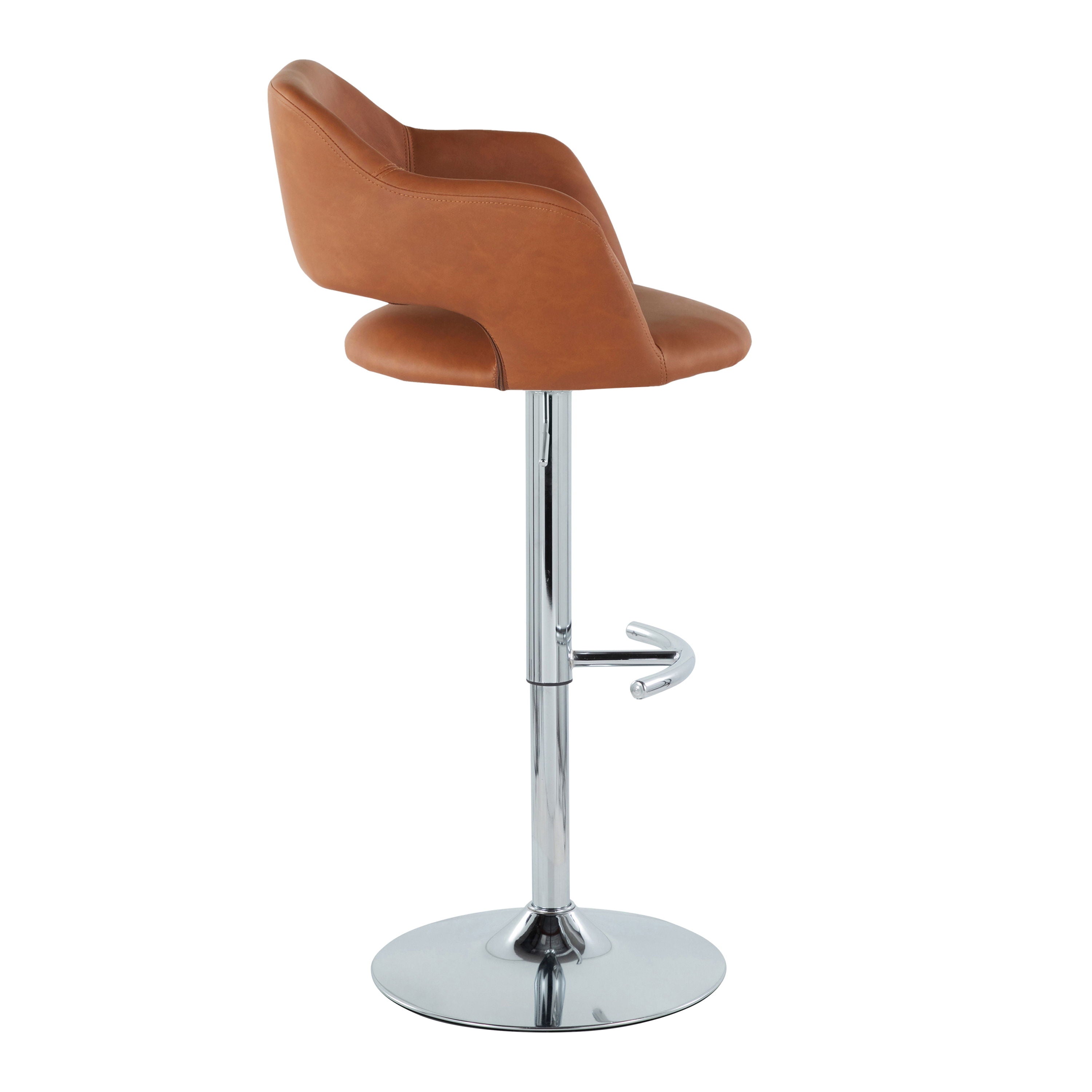 Margarite - Contemporary Ajustable Barstool With Swivel With Rounded T Footrest (Set of 2)