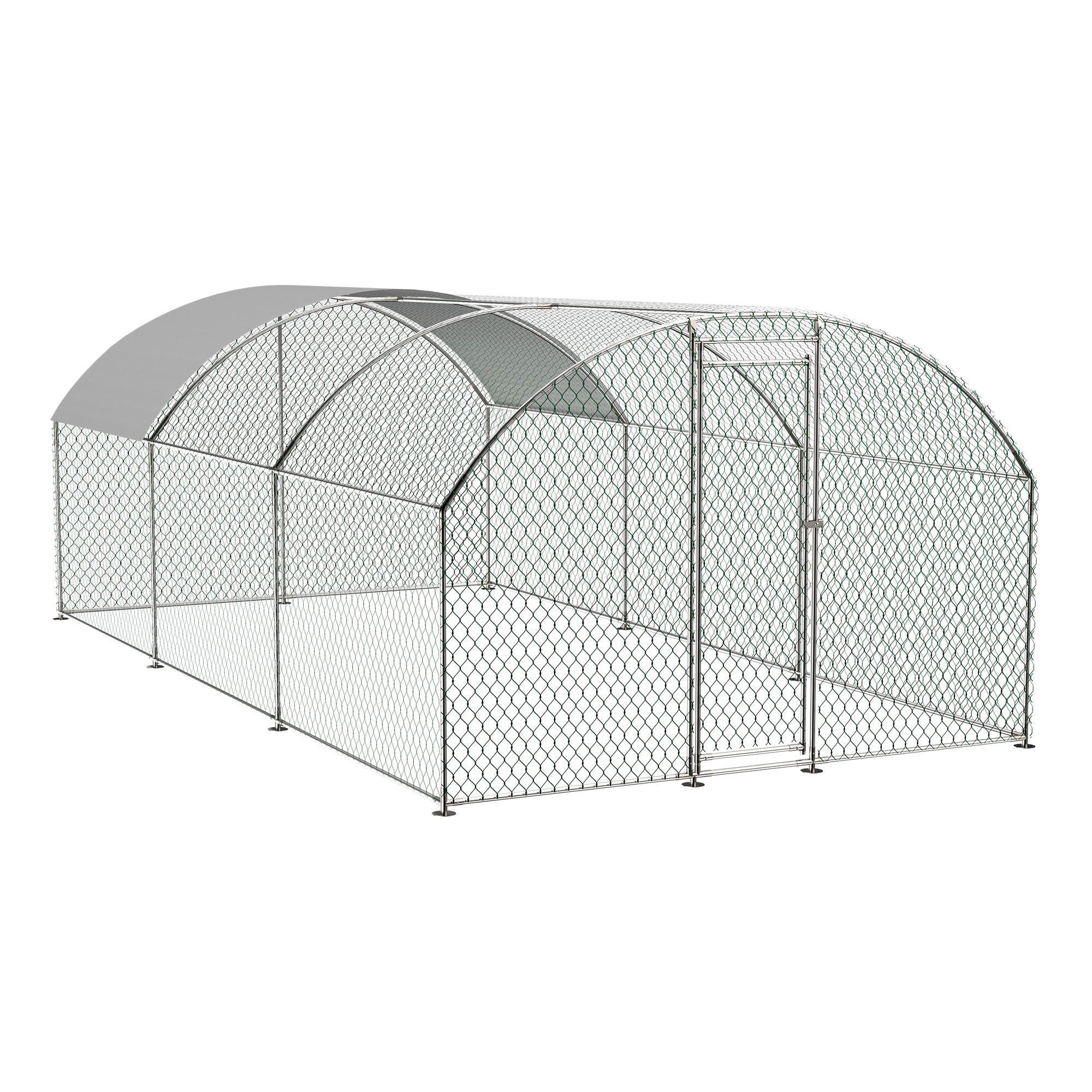 Large Chicken Coop Metal Chicken Run With Waterproof And Anti-Uv Cover, Dome Shaped Walk-In Fence Cage Hen House For Outdoor And Yard Farm Use, 1" Tube Diameter