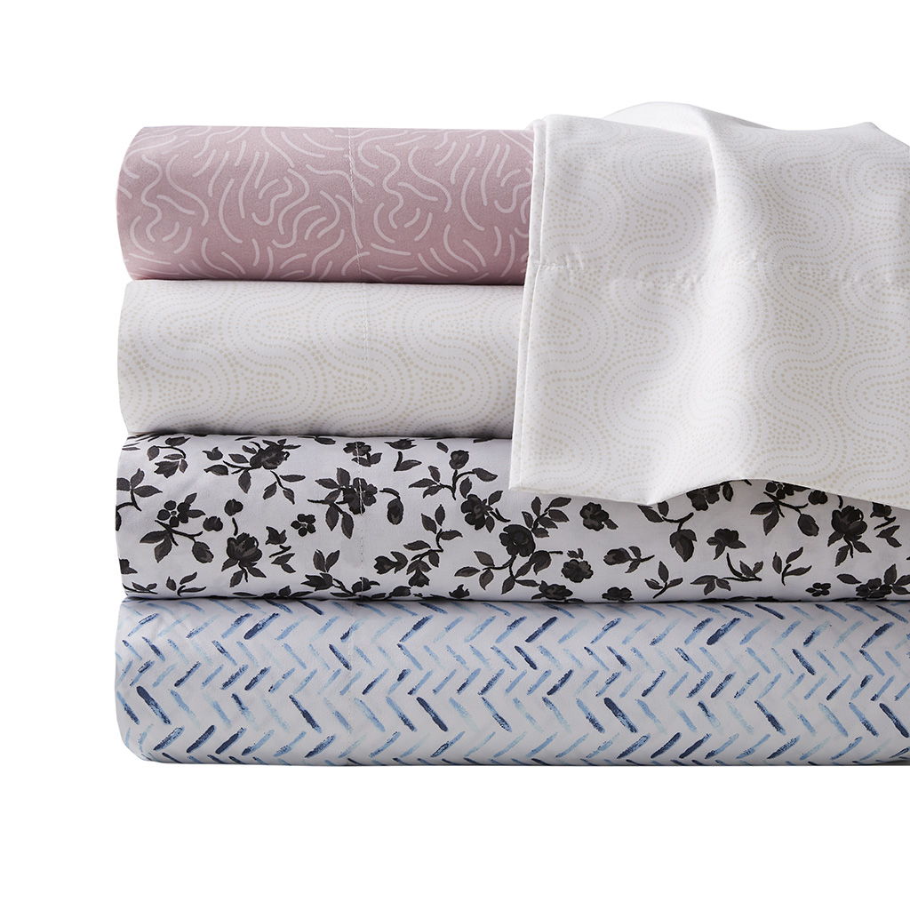 Printed Microfiber - Queen Sheet Set - Blush Waves