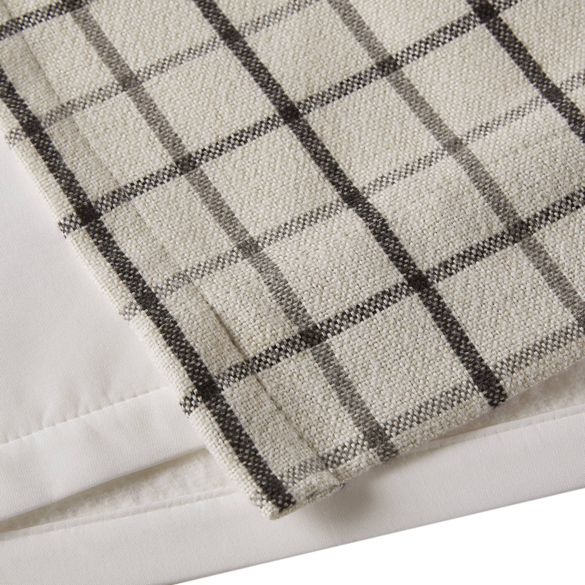 Anaheim - 50x108" Plaid Rod Pocket And Back Tab Curtain Panel With Fleece Lining - Black