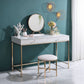 ACME Ottey Vanity Desk  in White High Gloss & Gold Finish AC00899