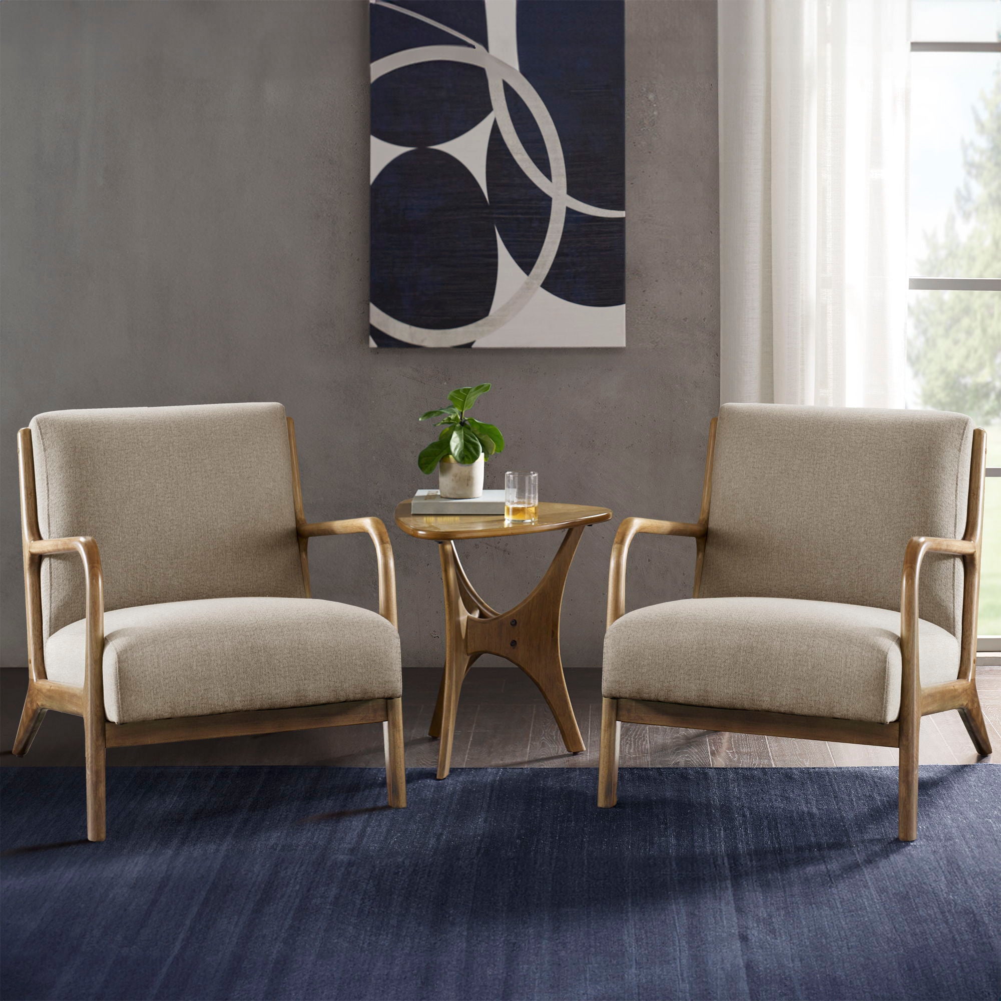 Novak - Mid-Century Modern Accent Armchair (Set of 2) - Taupe