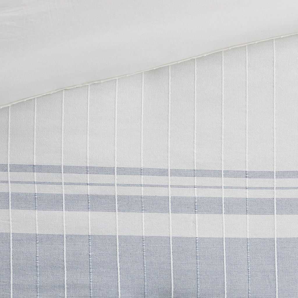 Morgan - 6 Piece Jacquard Oversized Comforter Set - White / Blue