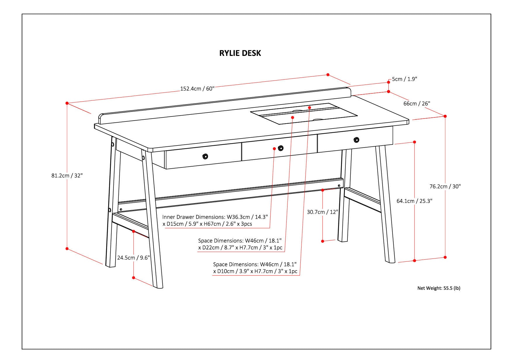 Rylie - Desk - Natural Aged Brown