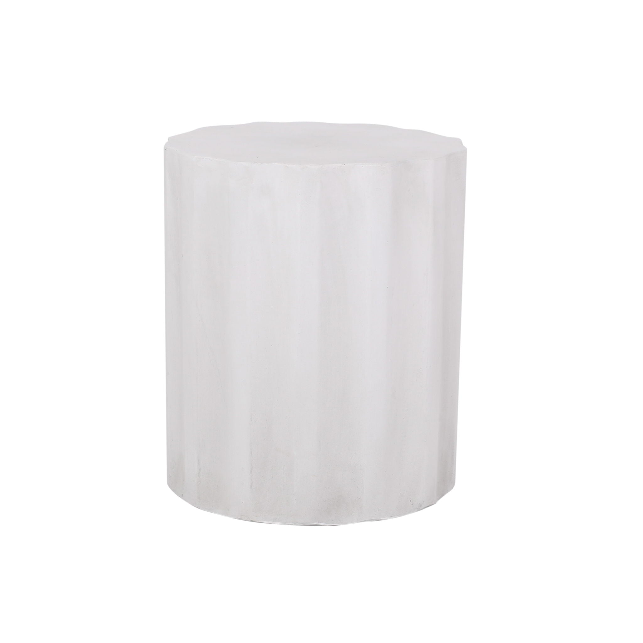 Outdoor End Table With Soft Wave Edge - Antique White