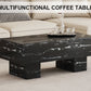 The black coffee table has patterns. Modern rectangular table, suitable for living rooms and apartments. 43.3"*21.6"*17.2"