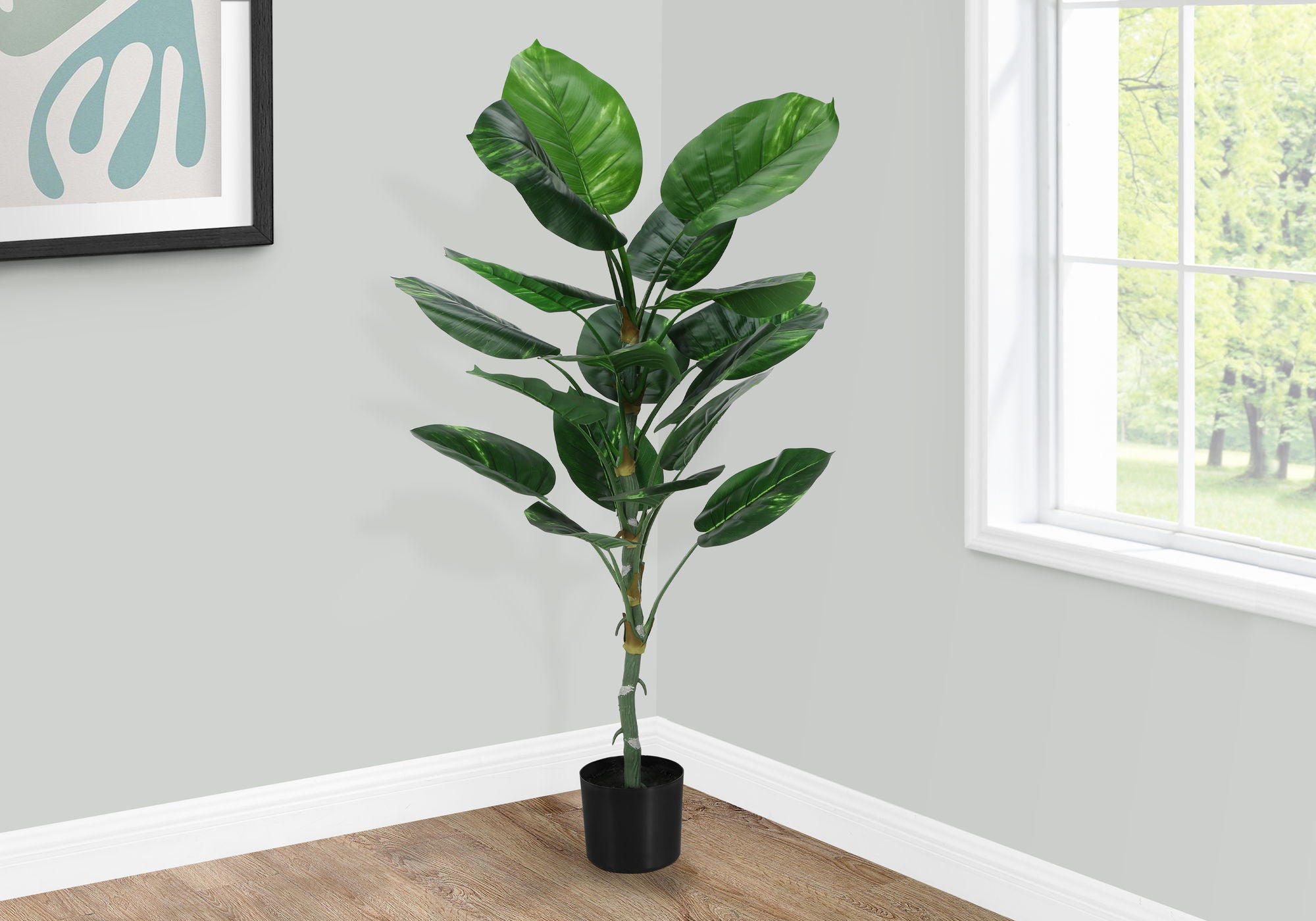 54" Tall, Artificial Plant, Dieffenbachia Tree, Indoor, Faux, Fake, Floor, Greenery, Potted, Real Touch, Decorative - Green / Black