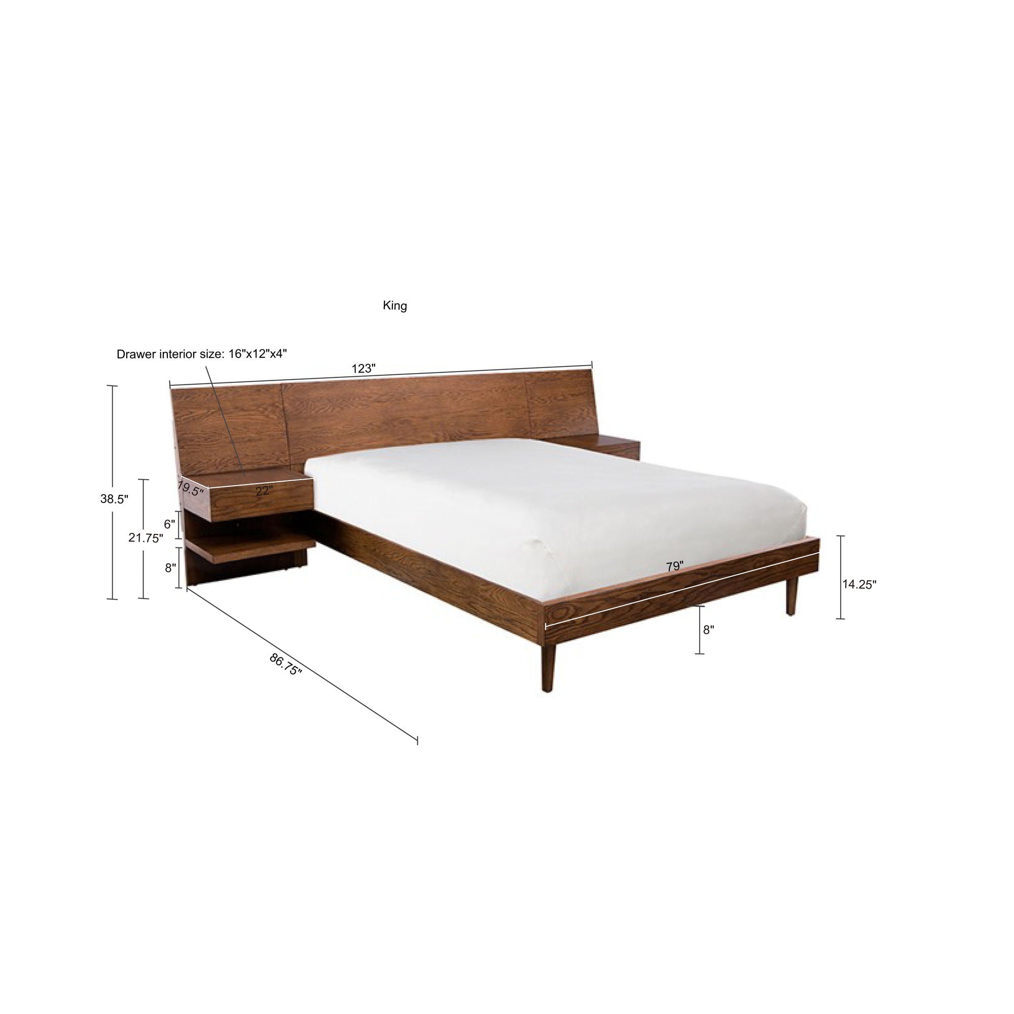 Clark - 3 Piece Bedroom Set (King Bed With 2 Nightstands) - Pecan