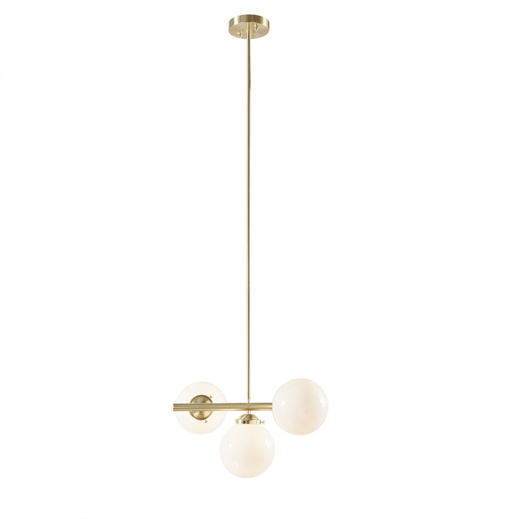 Aurelia - 3-Light Chandelier With Frosted Glass Globe Bulbs - Gold