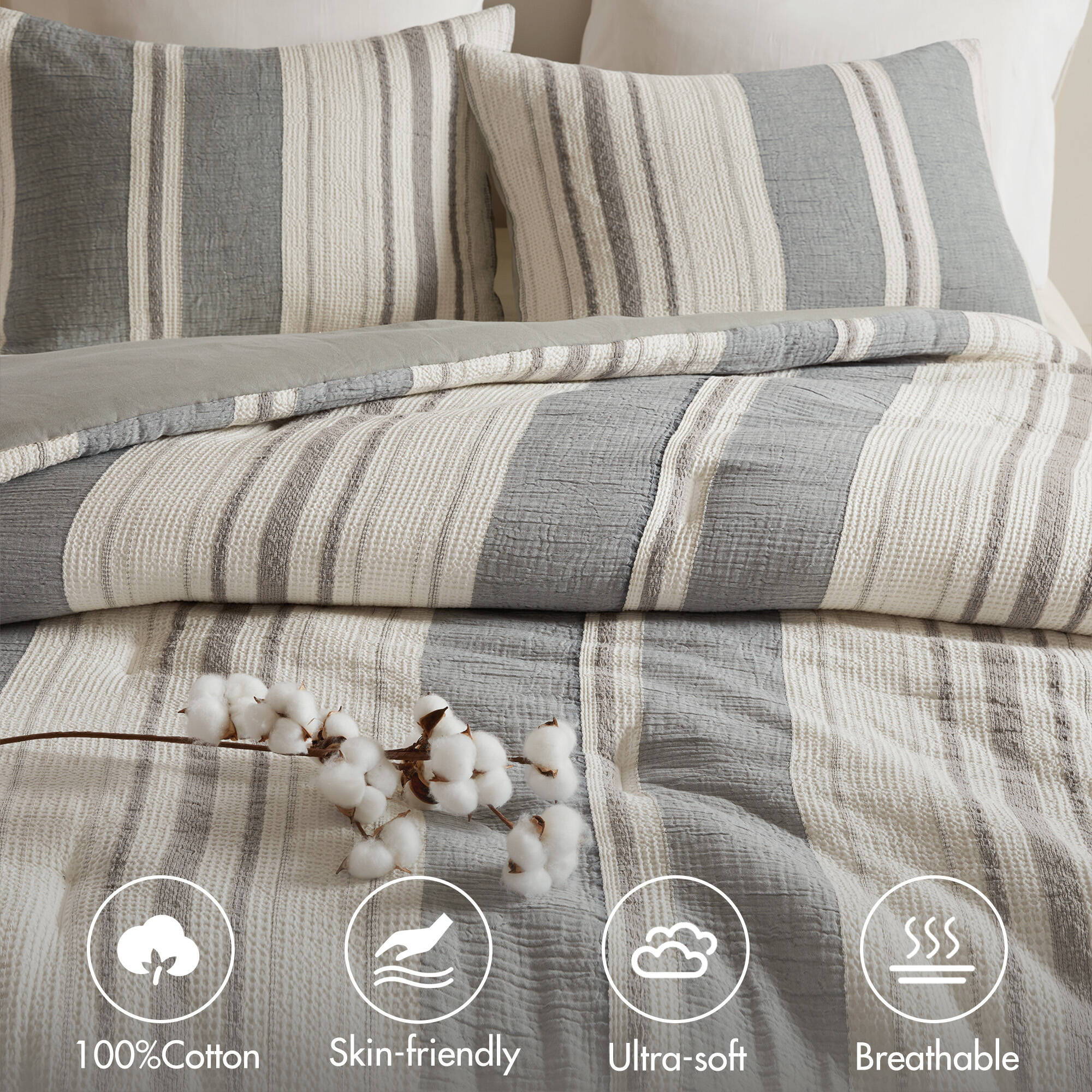 Mesa - 3 Piece King/California King Comforter Set - Gray