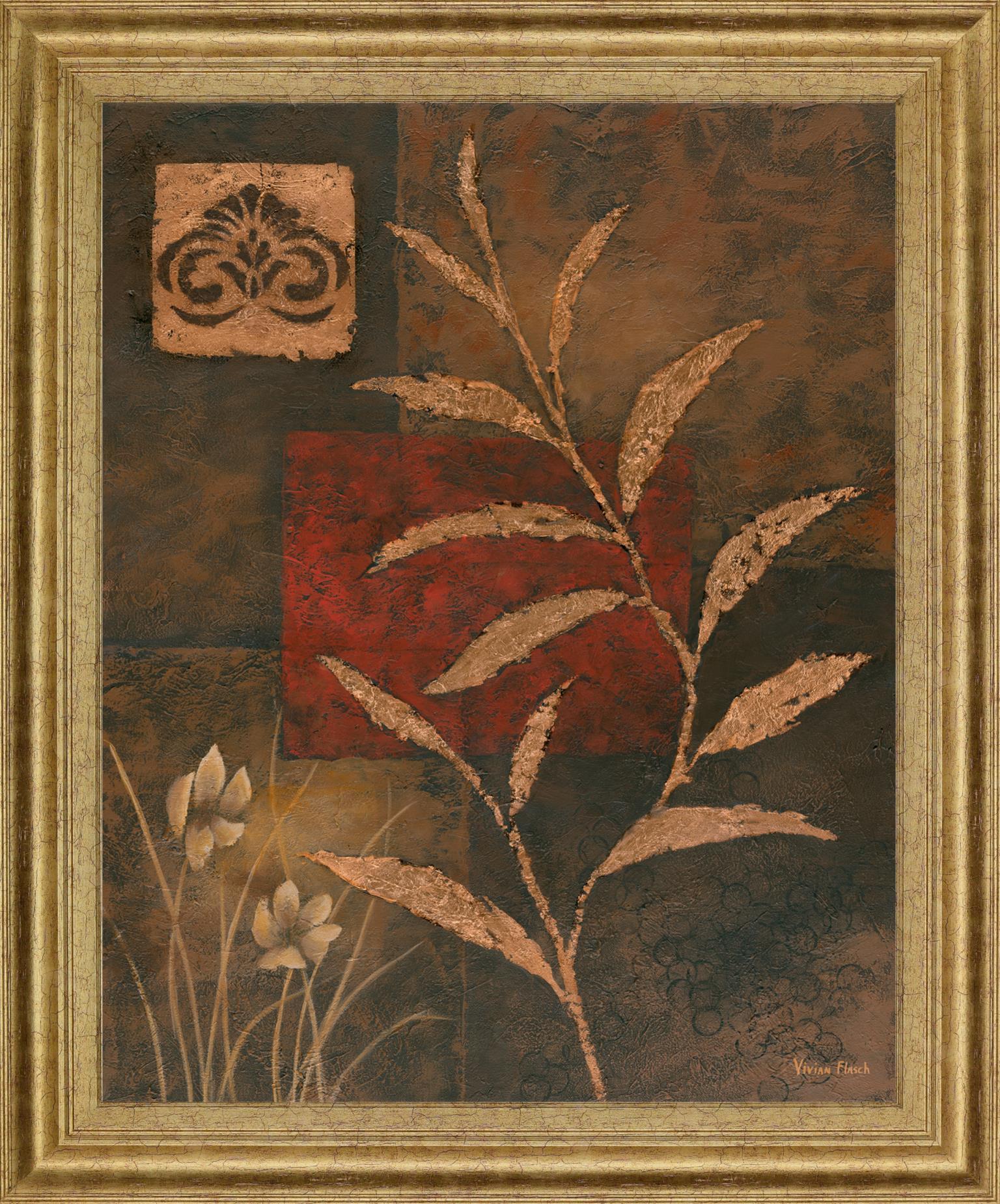 Bronzed Botanical - 28" x 34" Framed Wall Art - Orange