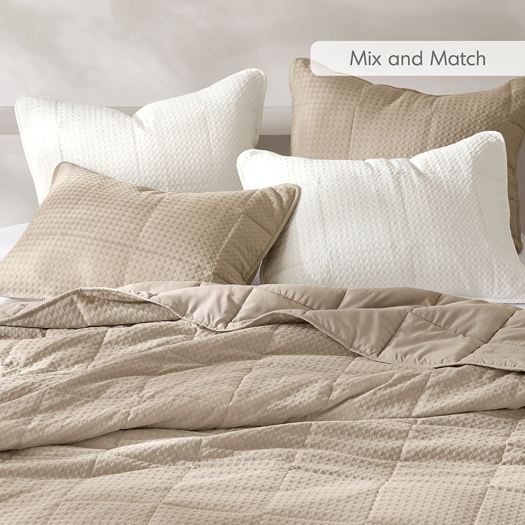 Mina - Full/Queen Waffle Weave Textured Quilt Set - White