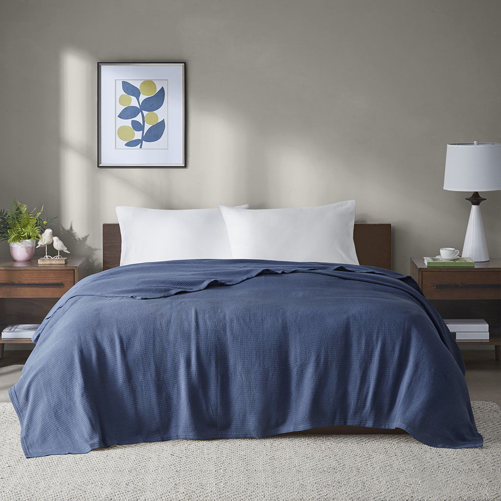 Freshspun Basketweave - King Blanket - Navy