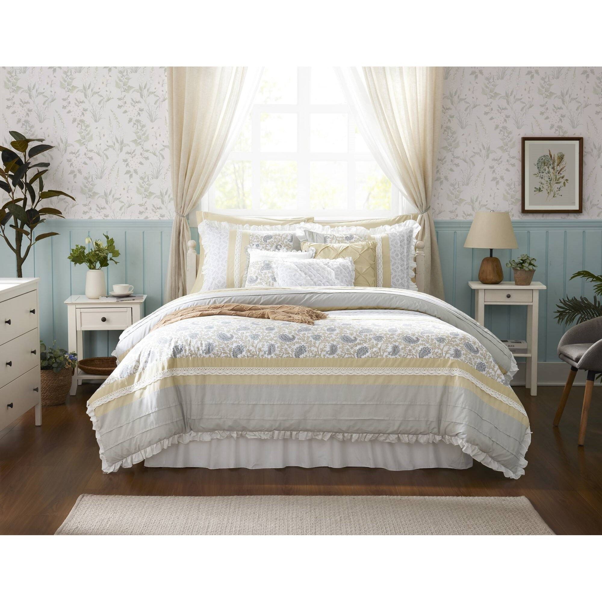 Dawn - King 9 Piece Comforter Set - Yellow