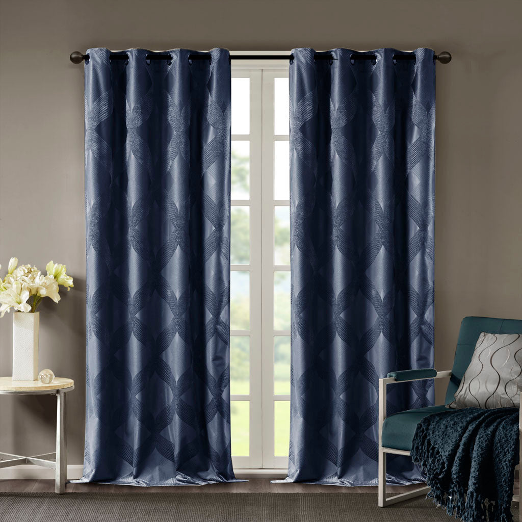 Ogee Knitted Jacquard Total Blackout Curtain Panel