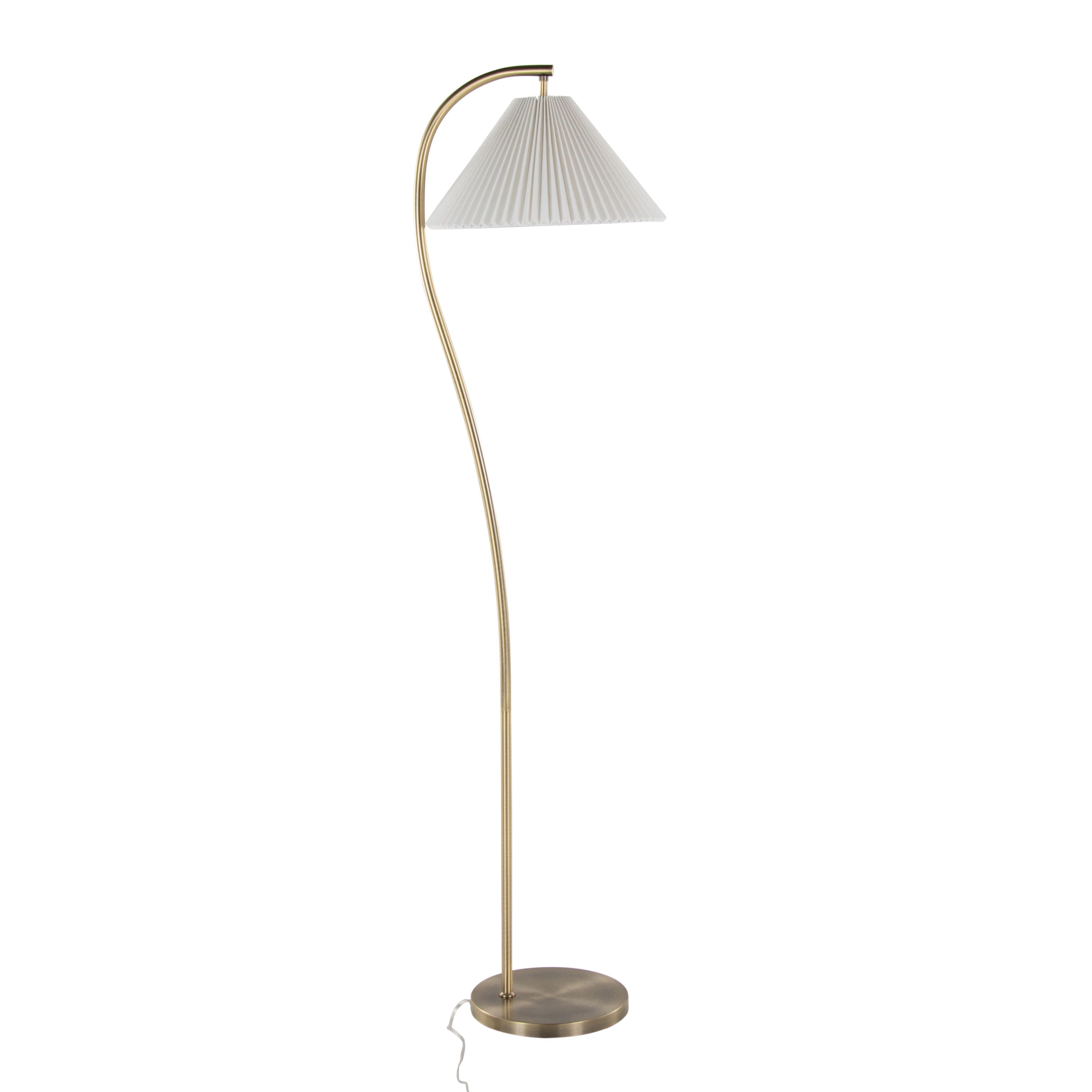 Cassis - Glam / Art Deco Floor Lamp Pleated - Gold / White