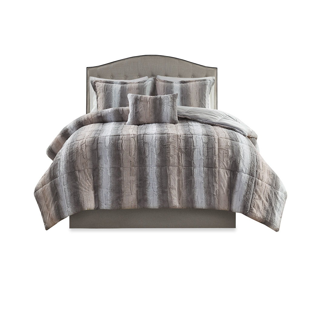 Zuri - King Comforter (Set of 4) - Blush / Gray