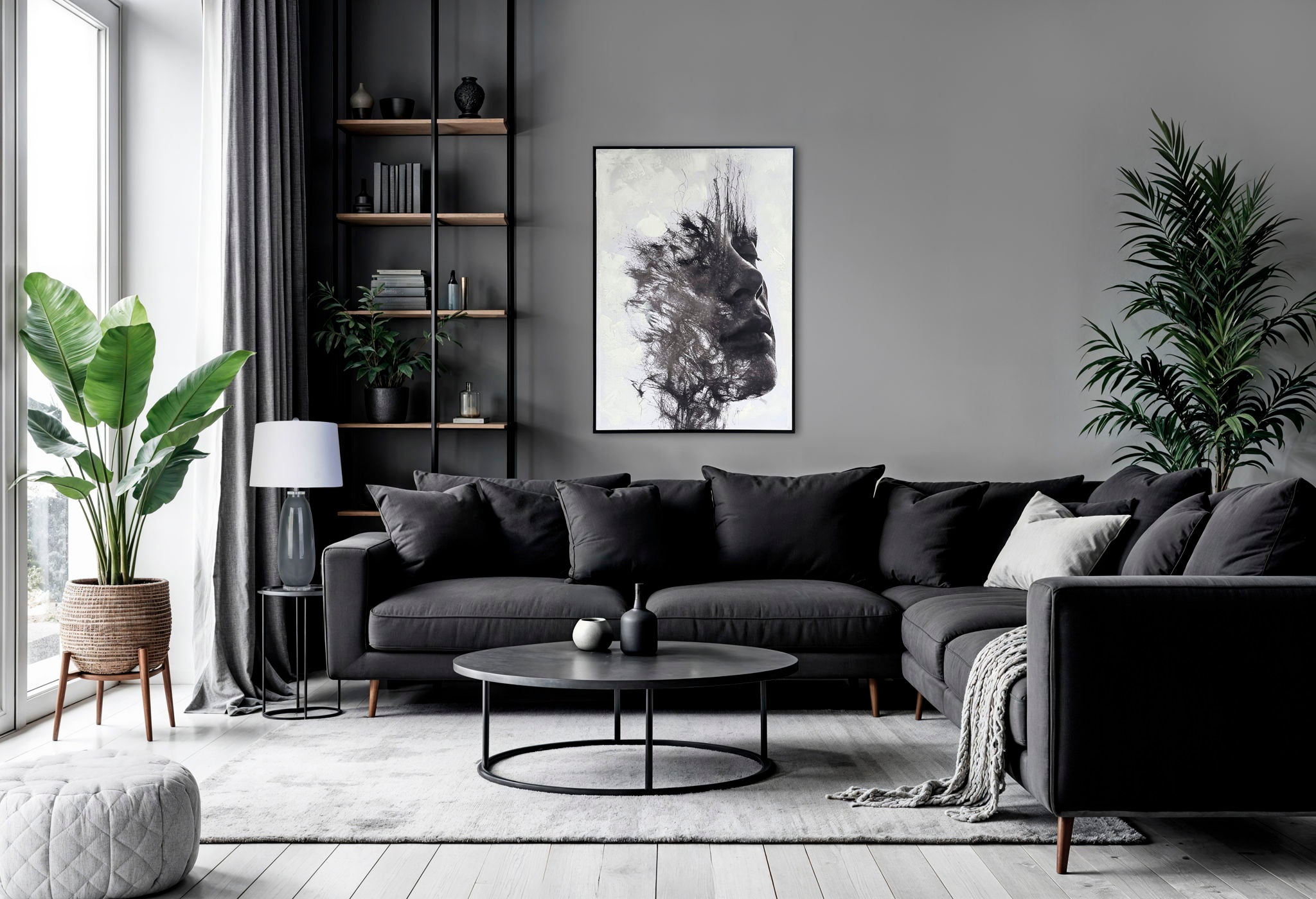 Veiled Reverie Hand-Embellished Canvas In Frame - Black / White