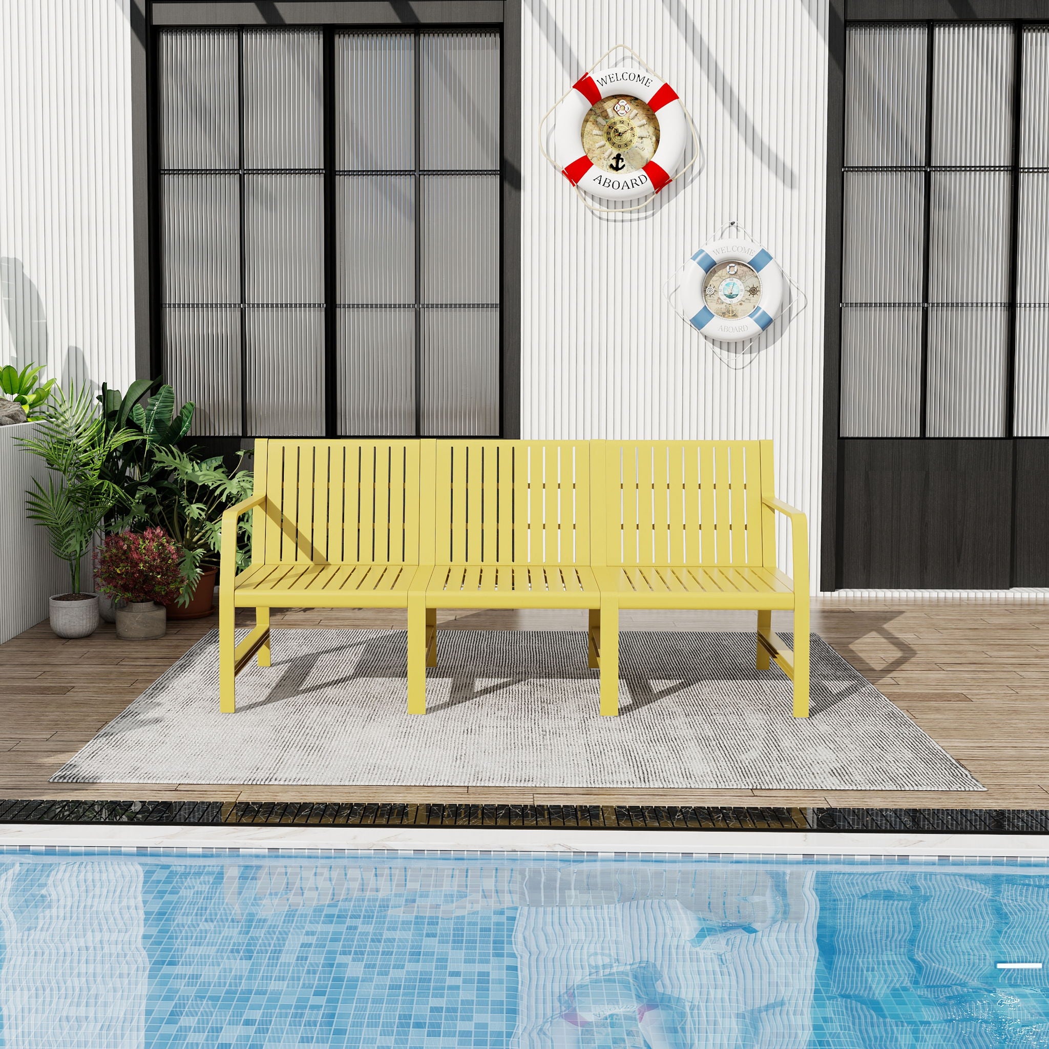 1 Piece Indoor / Outdoor 3 Seater Sofa, UV-Resistant, Waterproof And Durable