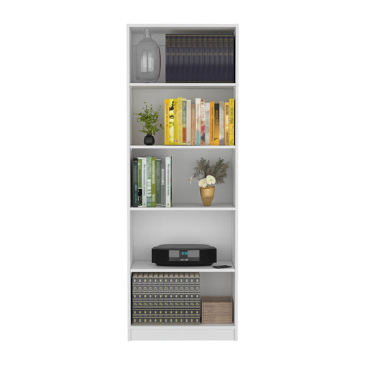 DEPOT E-SHOP Vinton 4-Tier Bookcase with Modern Storage for Books and Decor, White
