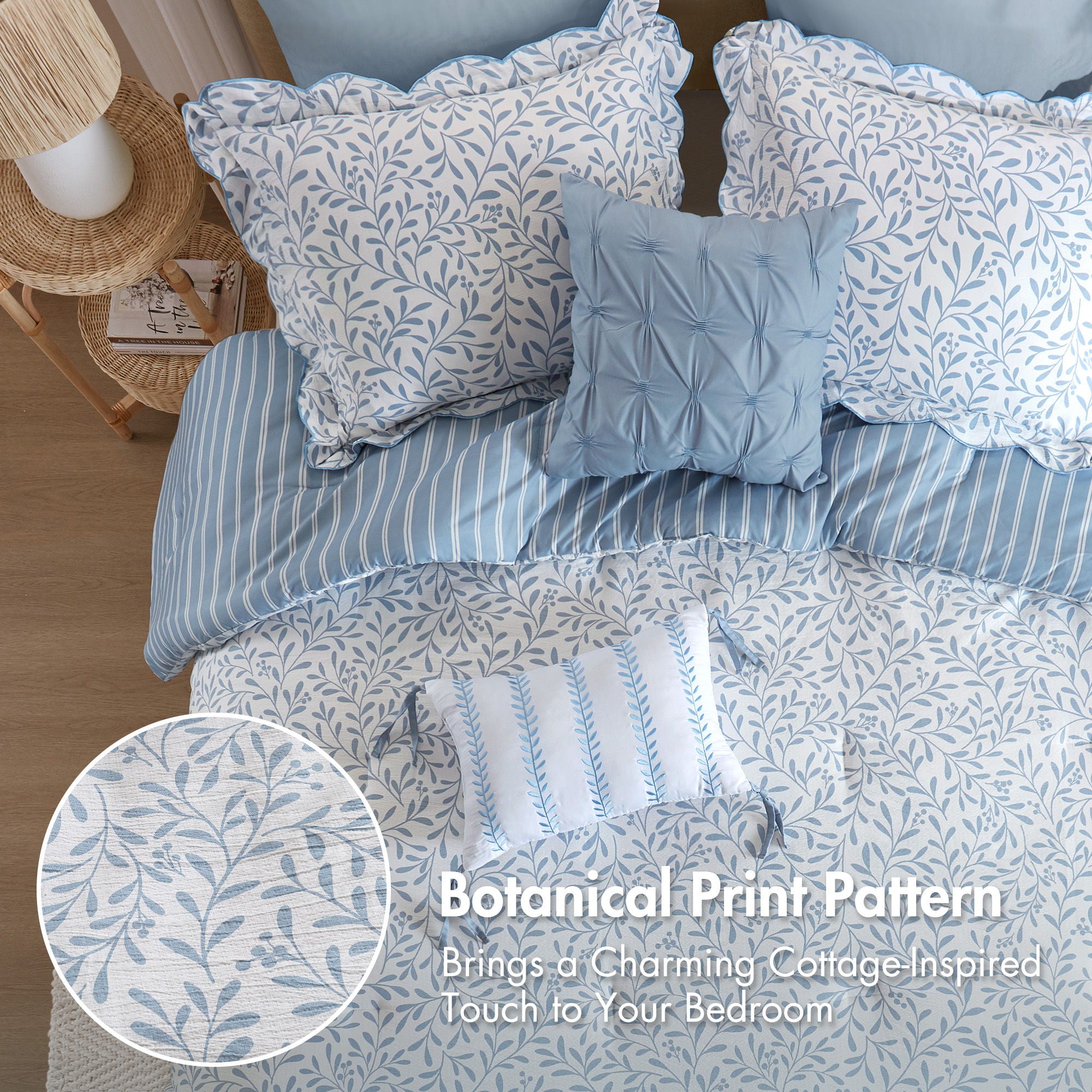Darcy - 5 Piece Print Comforter Set - Blue