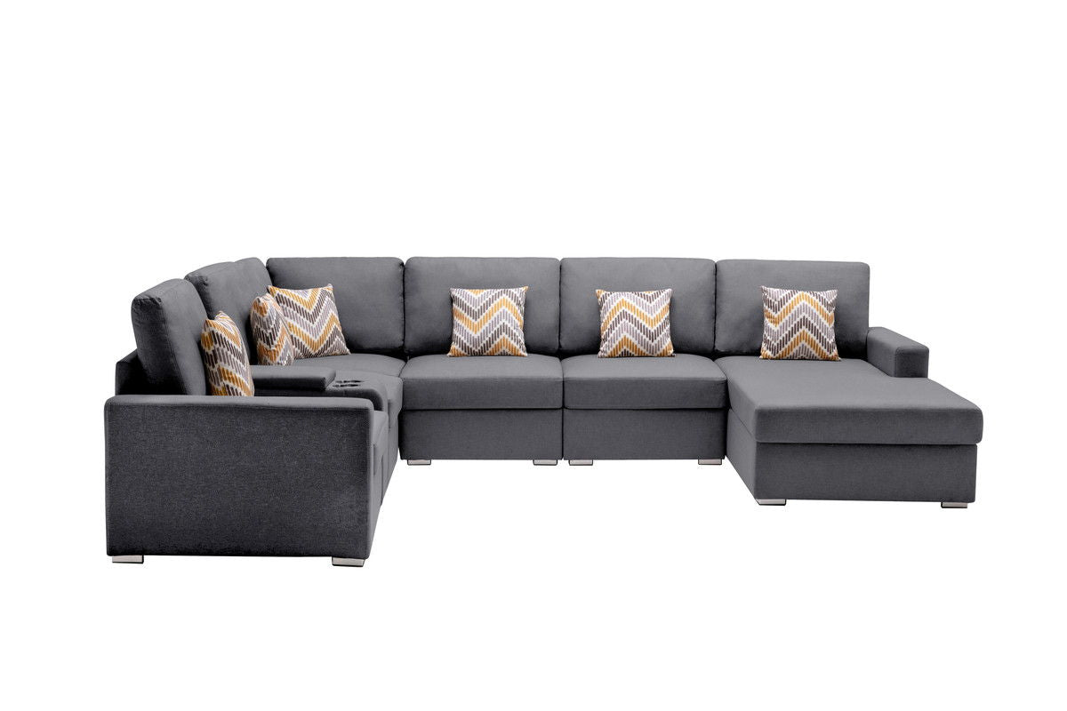 Nolan - 7 Piece Sectional Sofa With Pillows And Interchangeable Legs