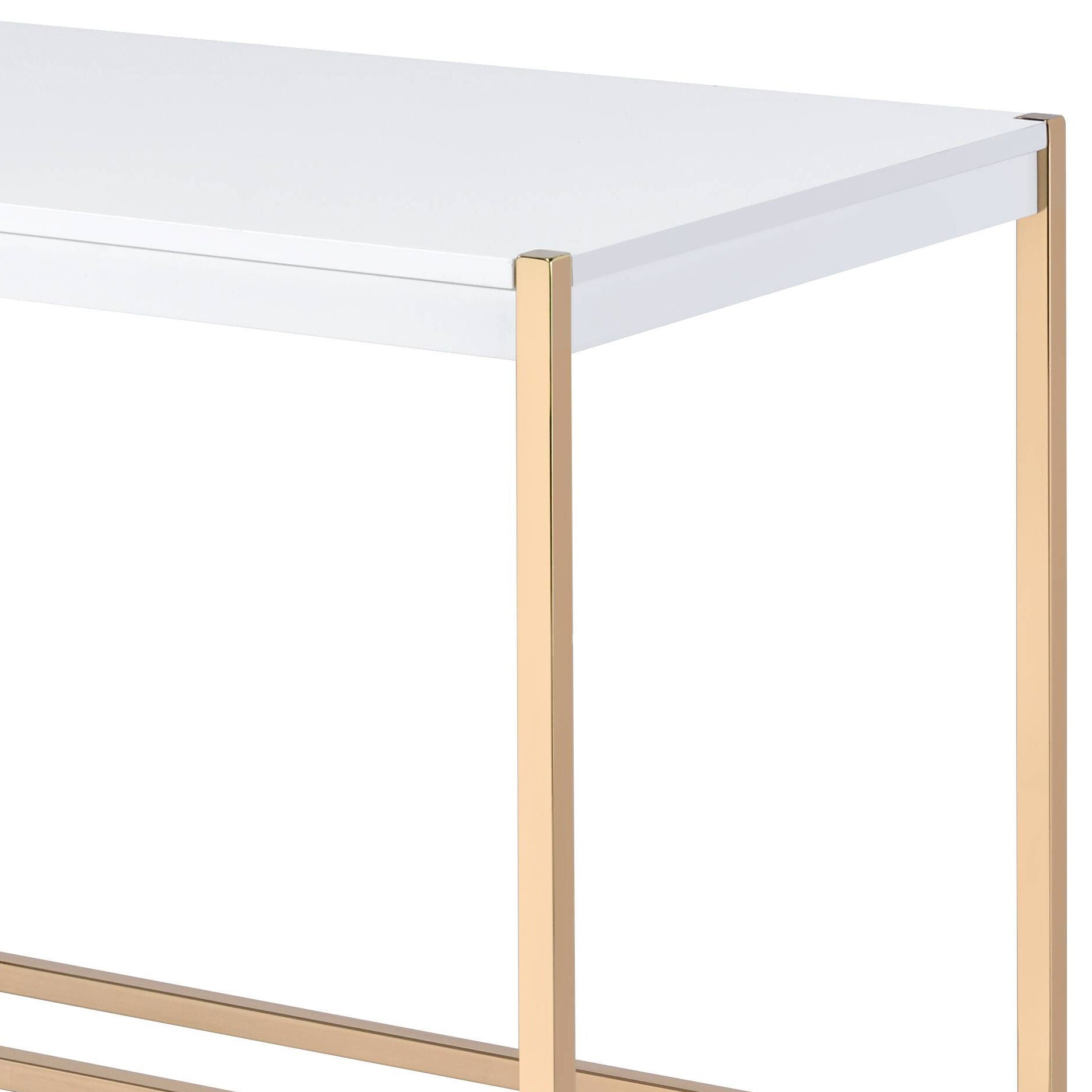 Midriaks - Writing Desk With USB - Golden / White