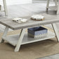 Athens Contemporary Two-Tone Wood Shelf Coffee Table in Weathered Gray and Beige