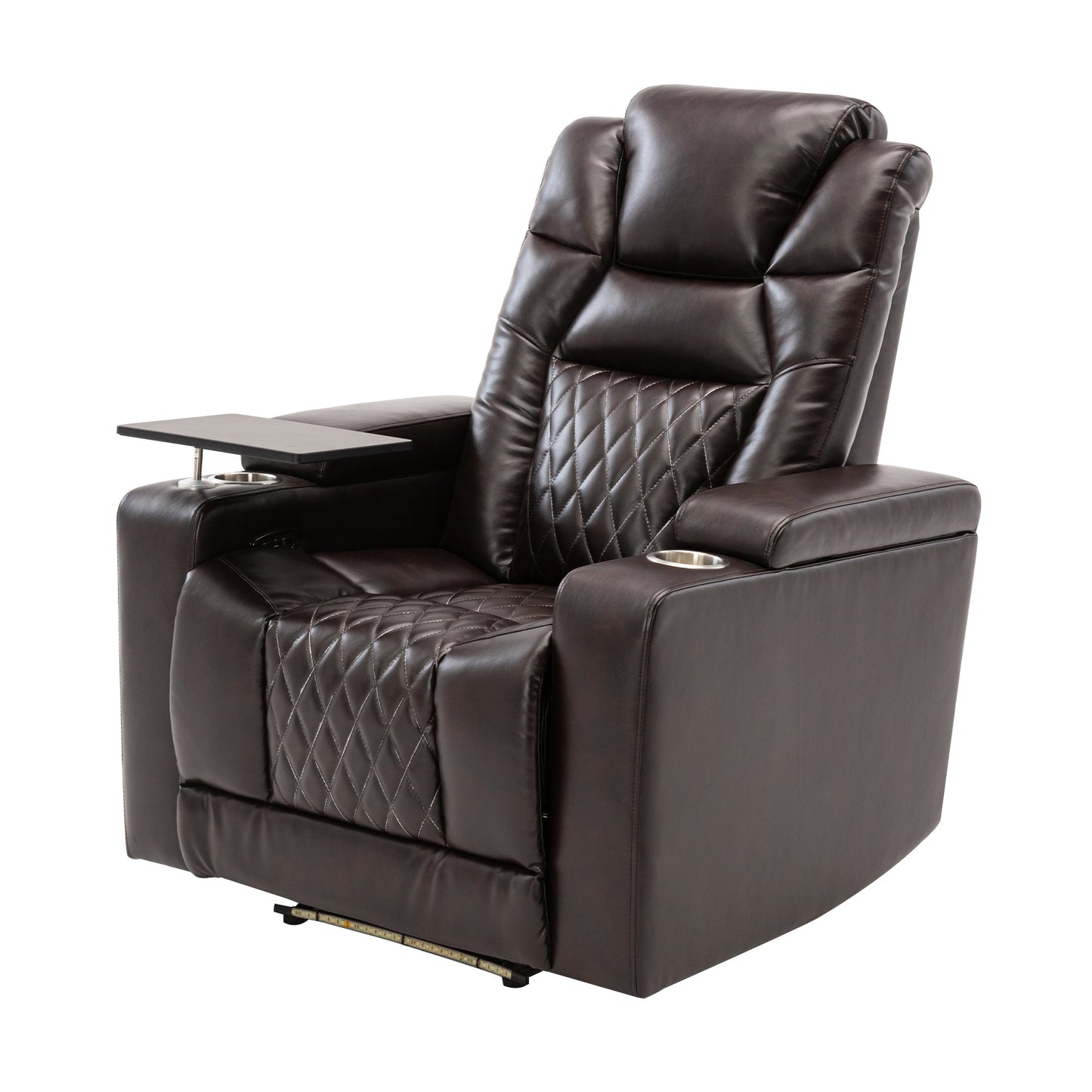 Motion Recliner with USB Charging Port and Hidden Arm Storage, Home Theater Seating with 2 Convenient Cup Holders Design and 360° Swivel Tray Table (old sku: SG000440AAA)