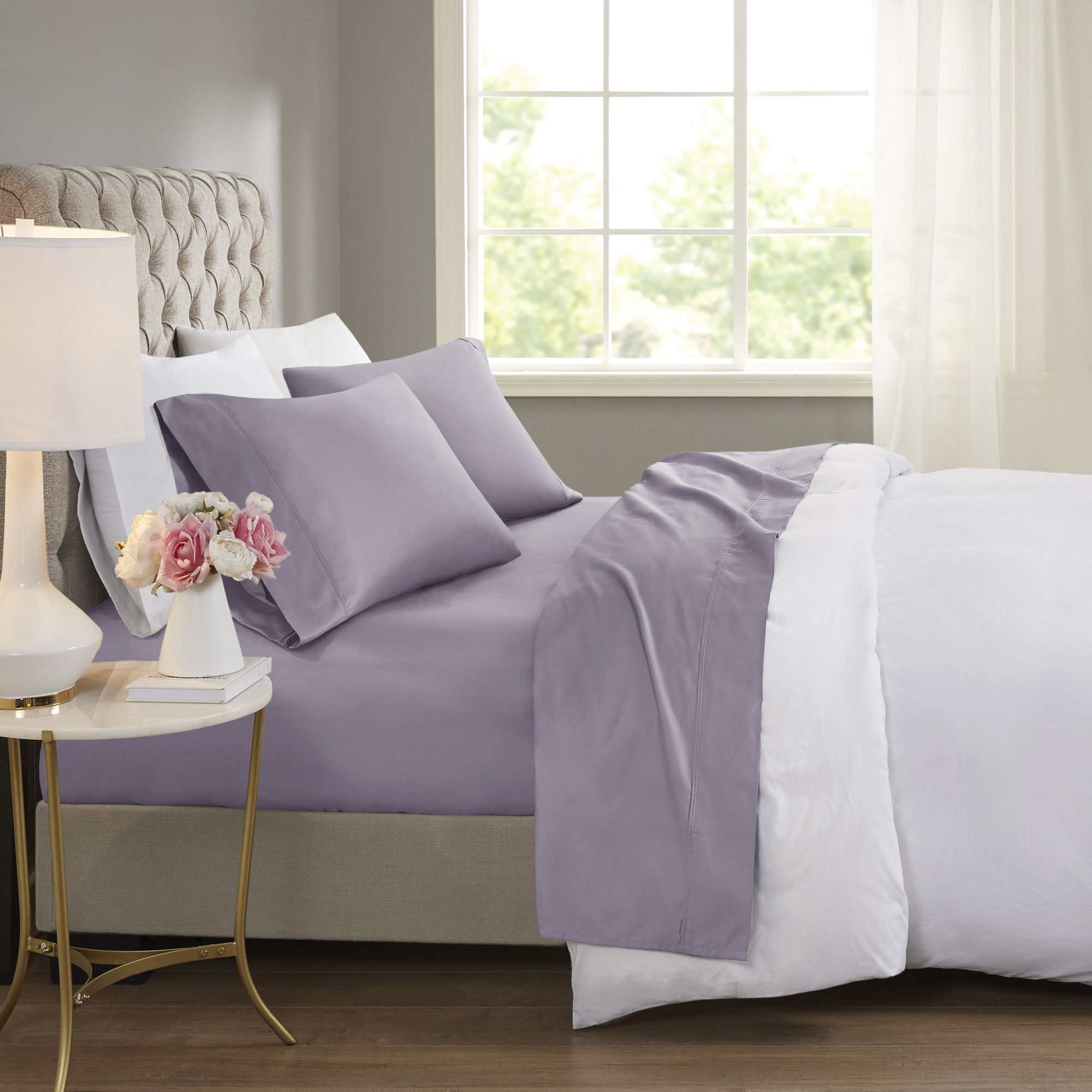 600 Thread Count - California King Cooling Blend 4 Piece Sheet Set - Purple