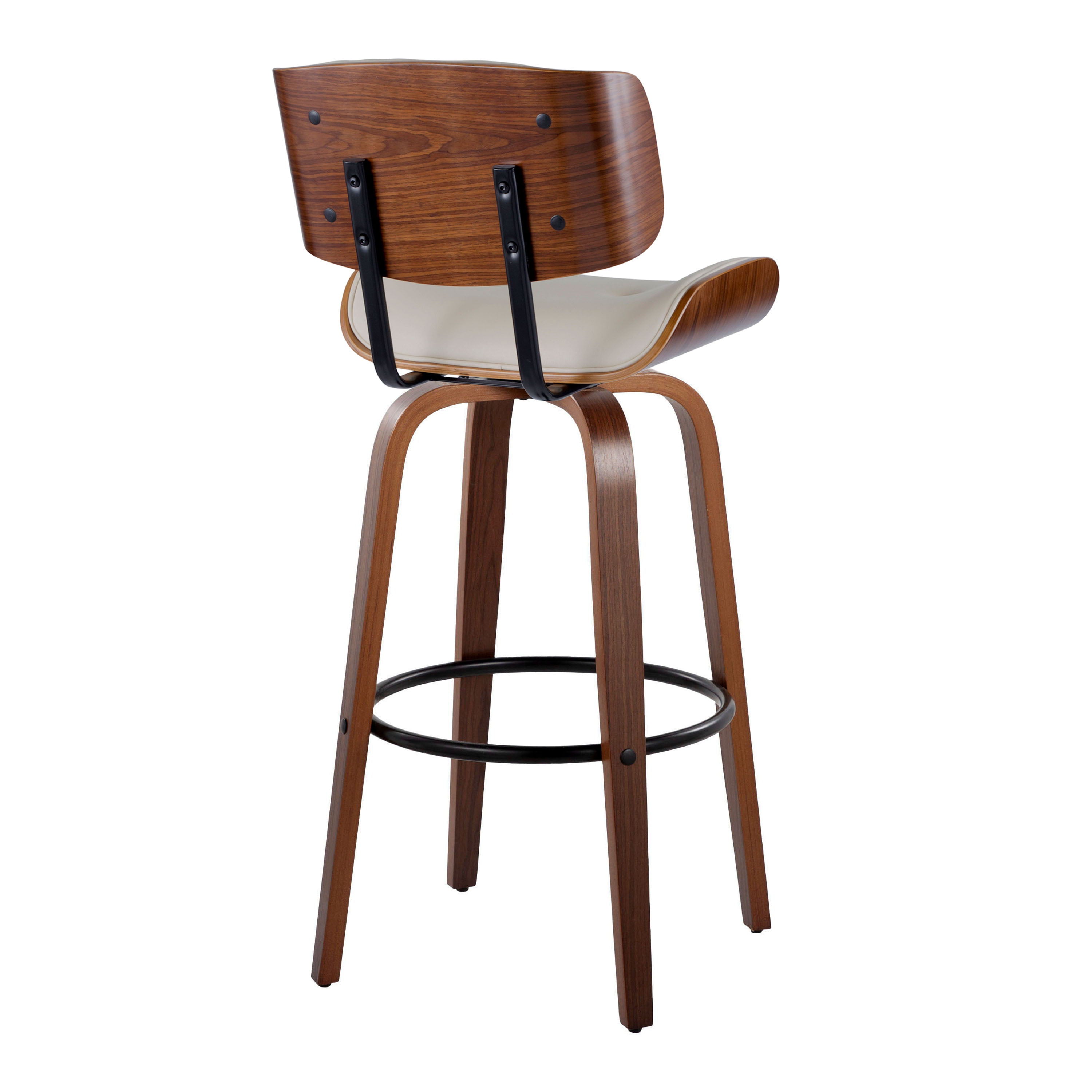 Lombardi - Mid-Century Modern Fixed Height Barstool With Swivel With Round Footrest (Set of 2)