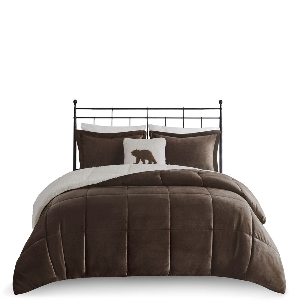 Alton - Down Alternative Comforter Set - Brown / Ivory