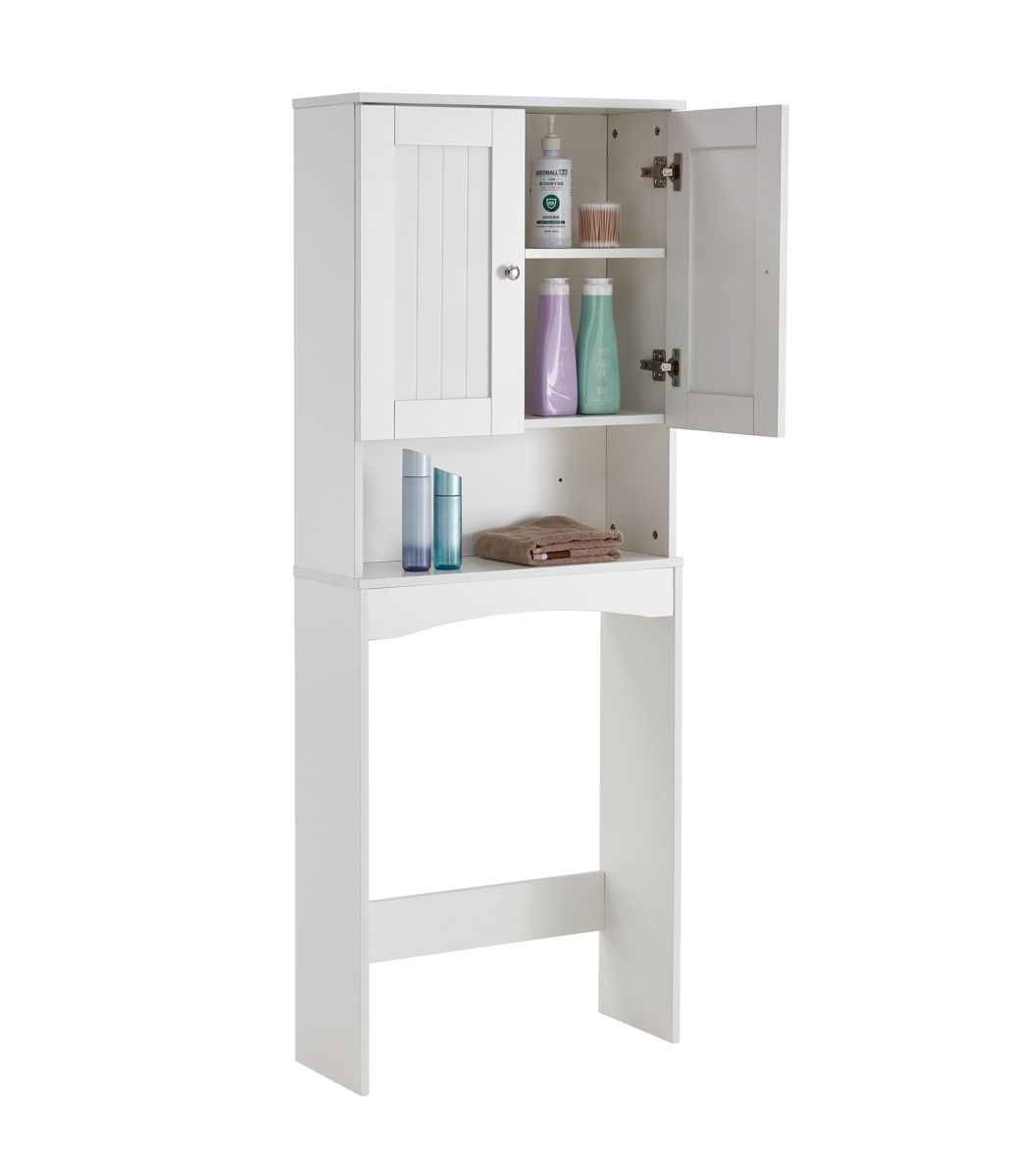 Home Bathroom Shelf Over-The-Toilet, Bathroom Spacesaver, Bathroom Storage Cabinet Organizer - White