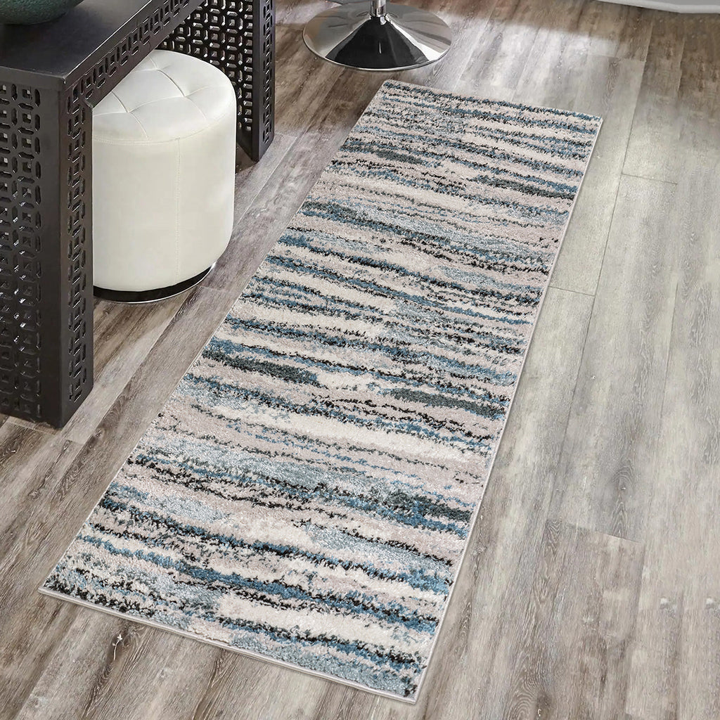 Watercolor Abstract Stripe Woven Area Rug