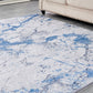 ZARA Collection Abstract Design Silver Blue Machine Washable Super Soft Area Rug