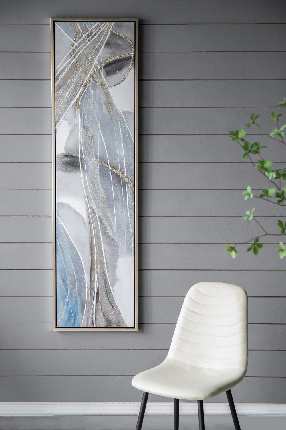 Set of 2 Elongated Modern Abstract Oil Paintings, Wall Art  for Living Room Dining Room  Bedroom  Office Entryway, 20" x 71"