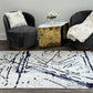 Shifra Luxury Area Rug in Gray with Navy Blue Abstract Design